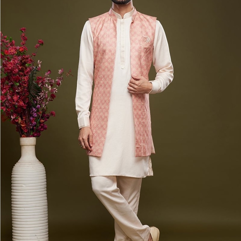 Elegant Cream and Pink Kurta Set